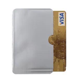 100 Rfid Blocking Aluminum Foil Card Holders - 9.3x6cm - Silver Pack