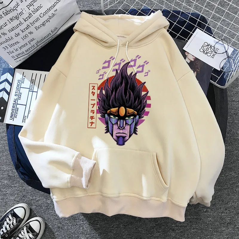 Anime JOJO's Bizarre Adventure Cute Cartoon Hip Pop Hoodies Oversized Hooded Sweatshirt