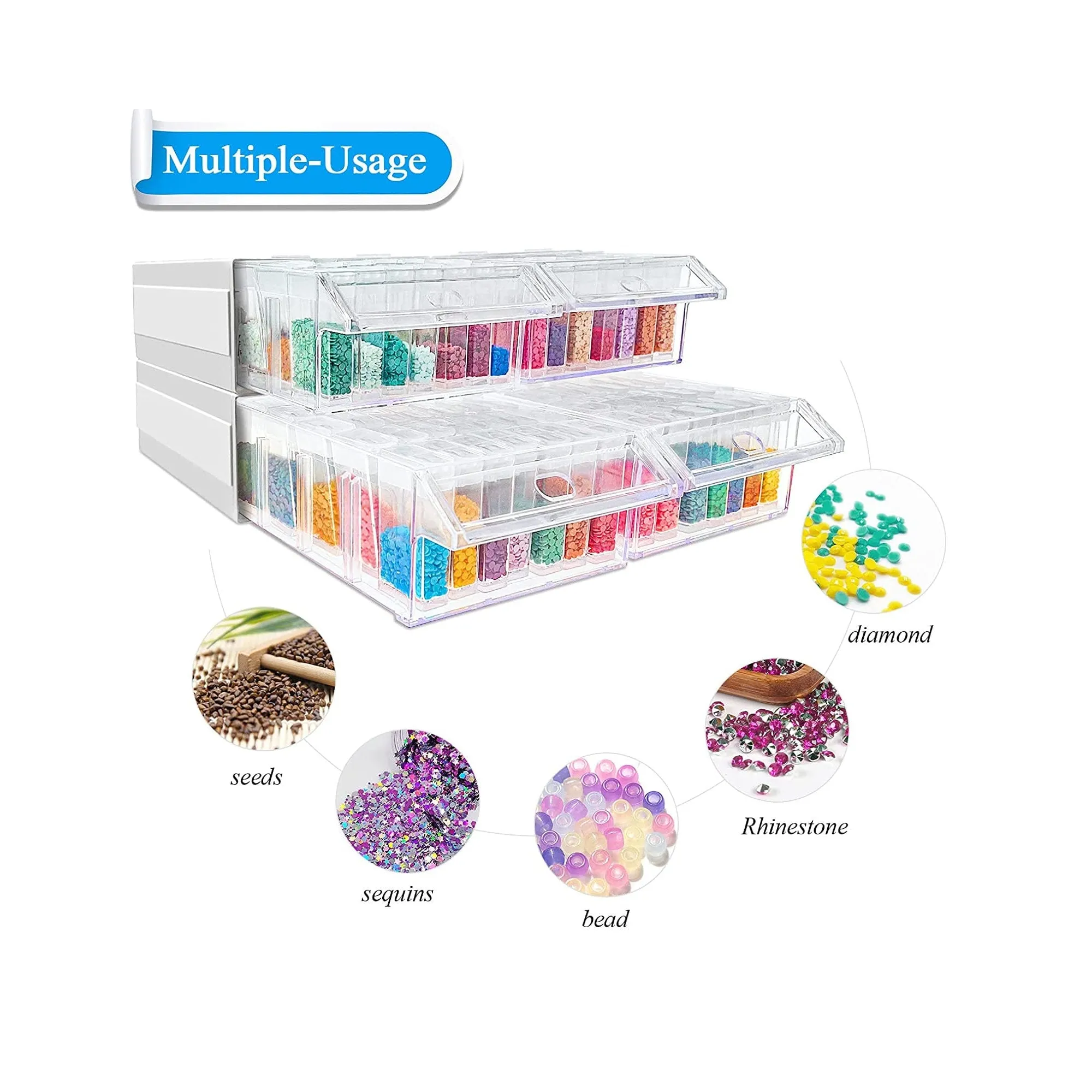 ARTDOT Storage Containers for Diamond Painting | 4 Pack Stackable Craft Storage Organizers 140 Slots Individual Containers