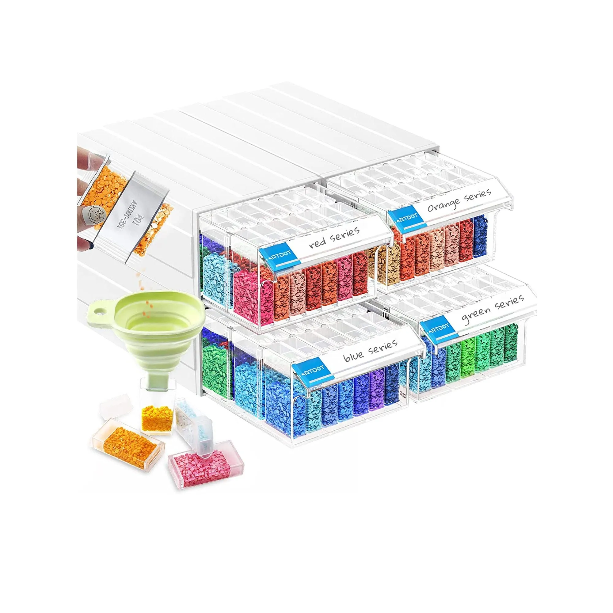 ARTDOT Storage Containers for Diamond Painting | 4 Pack Stackable Craft Storage Organizers 140 Slots Individual Containers