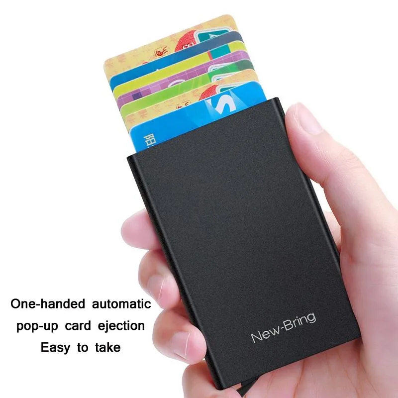 Automatic Pop Up Metal Wallet with Card Holder Black