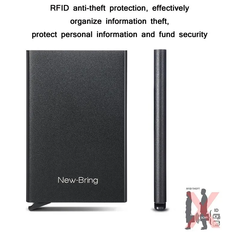 Automatic Pop Up Metal Wallet with Card Holder Black