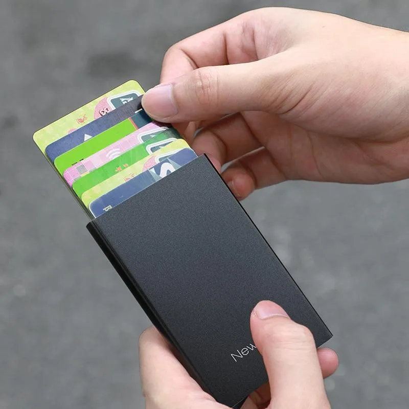 Automatic Pop Up Metal Wallet with Card Holder Black