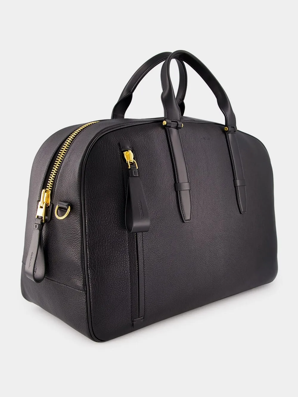 Black Grain Leather Buckley Bowling Bag