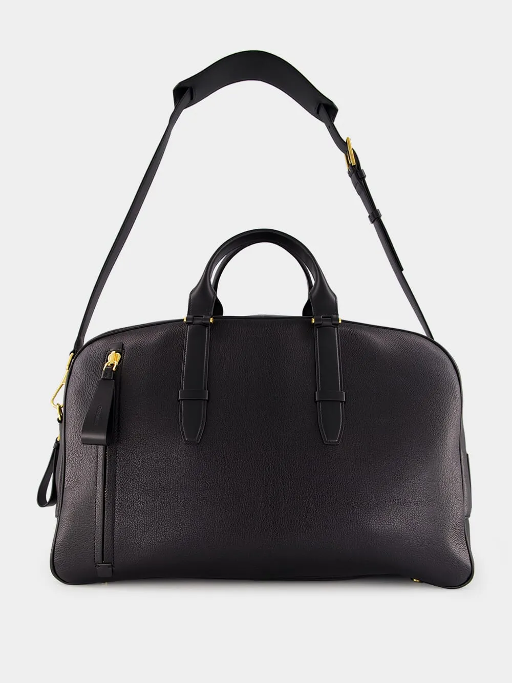 Black Grain Leather Buckley Bowling Bag