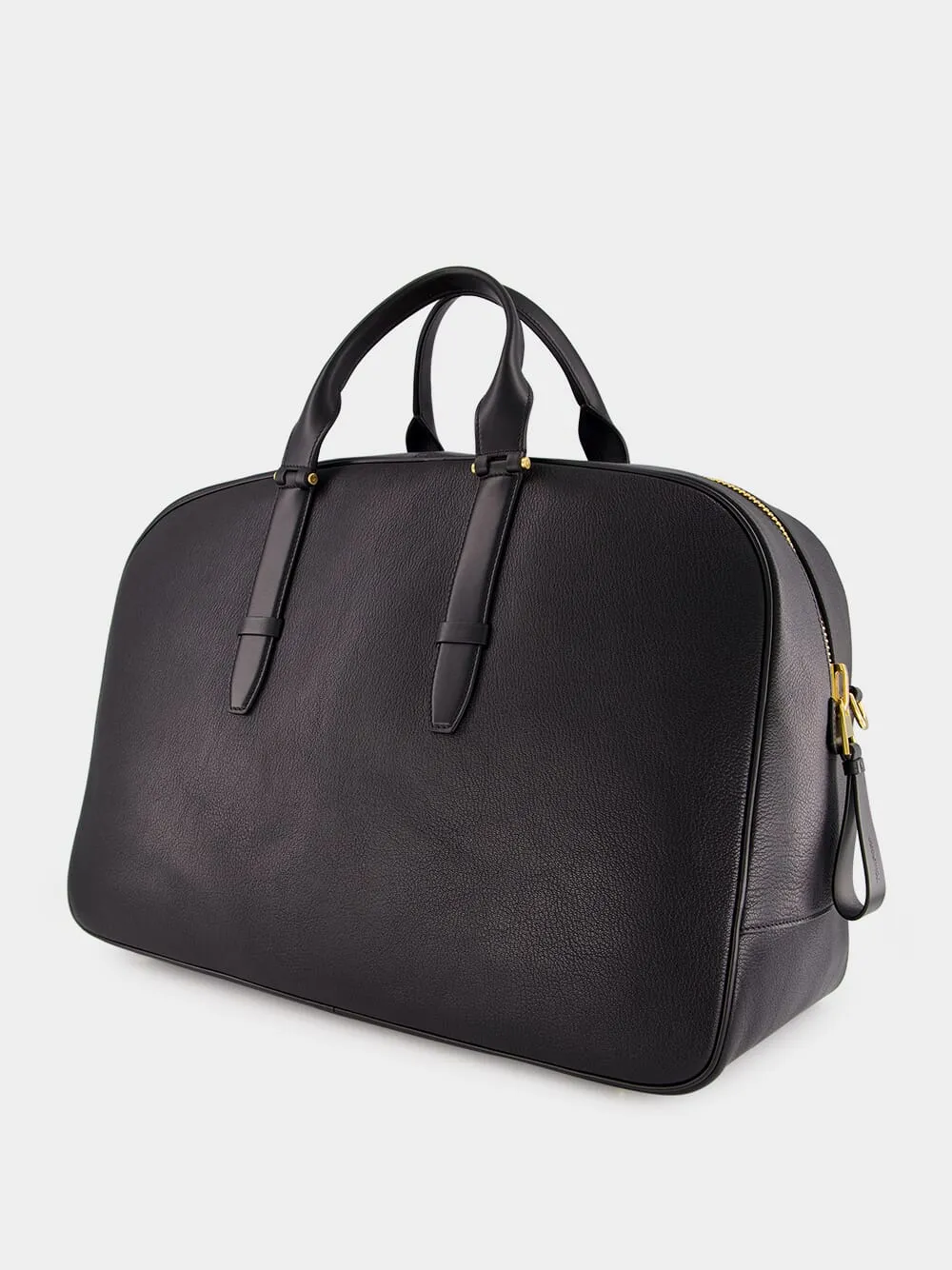 Black Grain Leather Buckley Bowling Bag