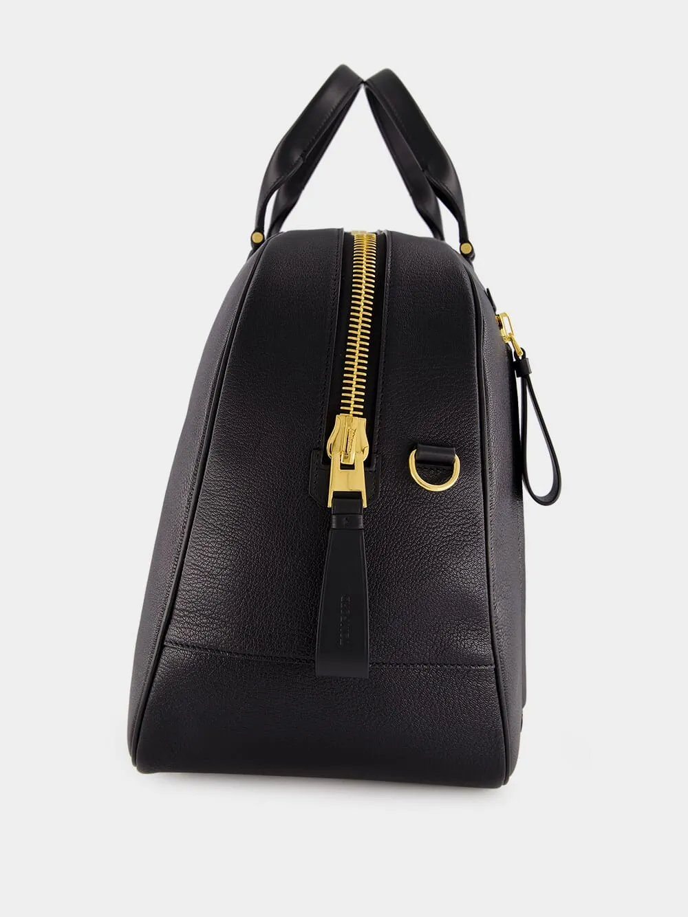 Black Grain Leather Buckley Bowling Bag
