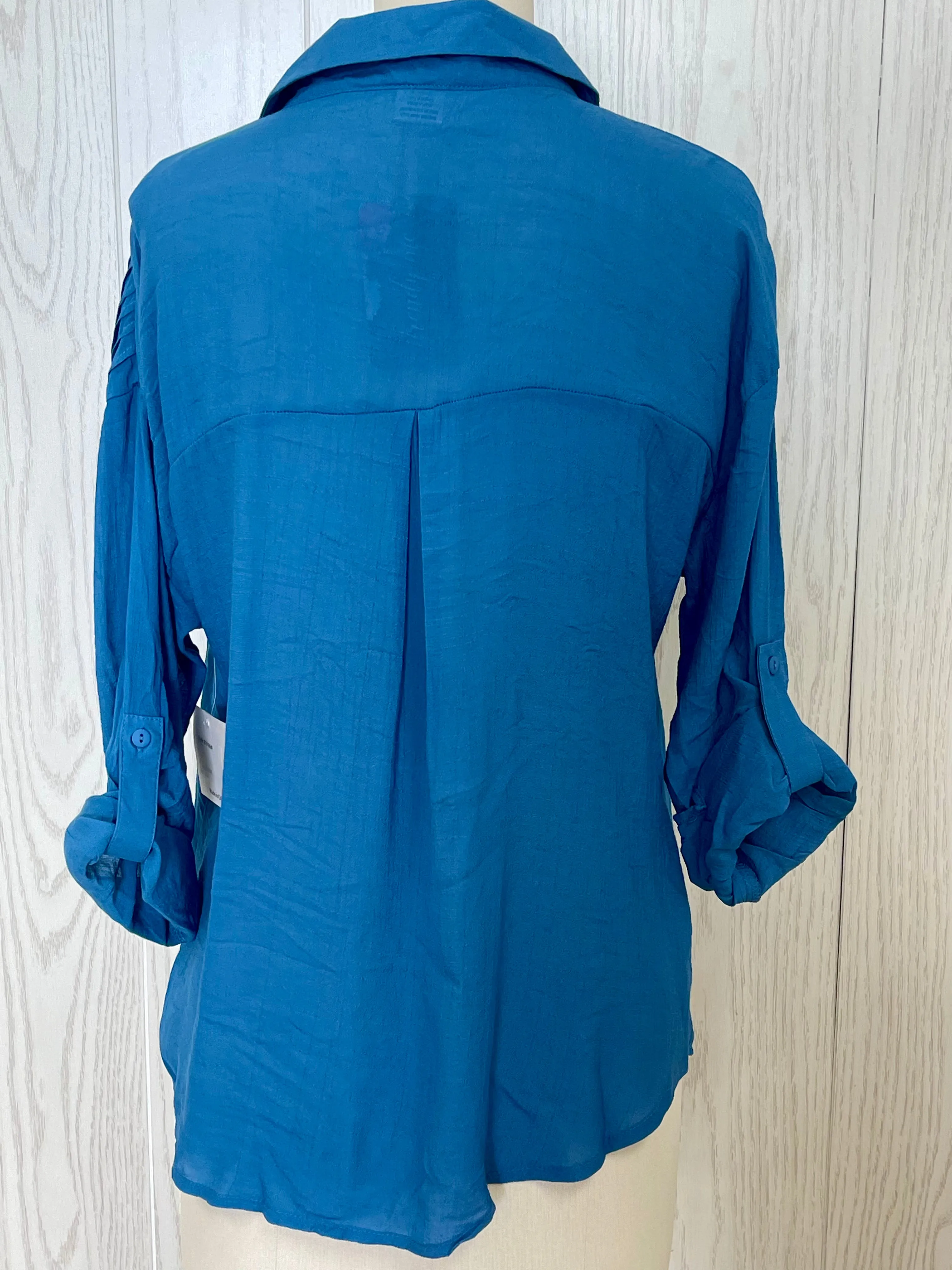Blue Pleated Detail Blouse