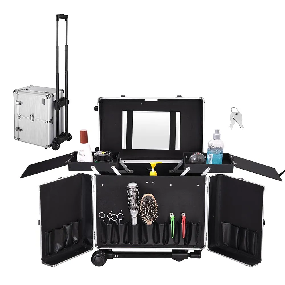 Byootique Aluminum Rolling Hair Stylist Train Case