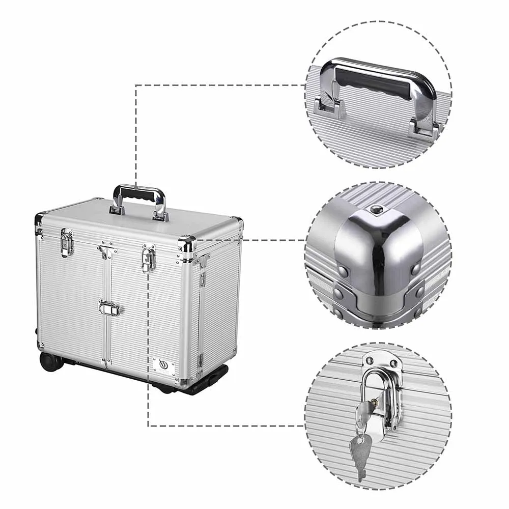 Byootique Aluminum Rolling Hair Stylist Train Case