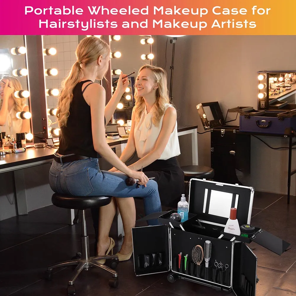 Byootique Aluminum Rolling Hair Stylist Train Case
