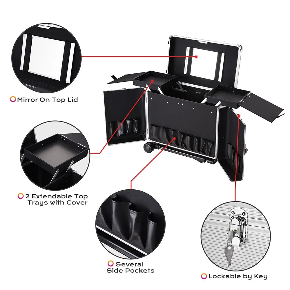 Byootique Aluminum Rolling Hair Stylist Train Case