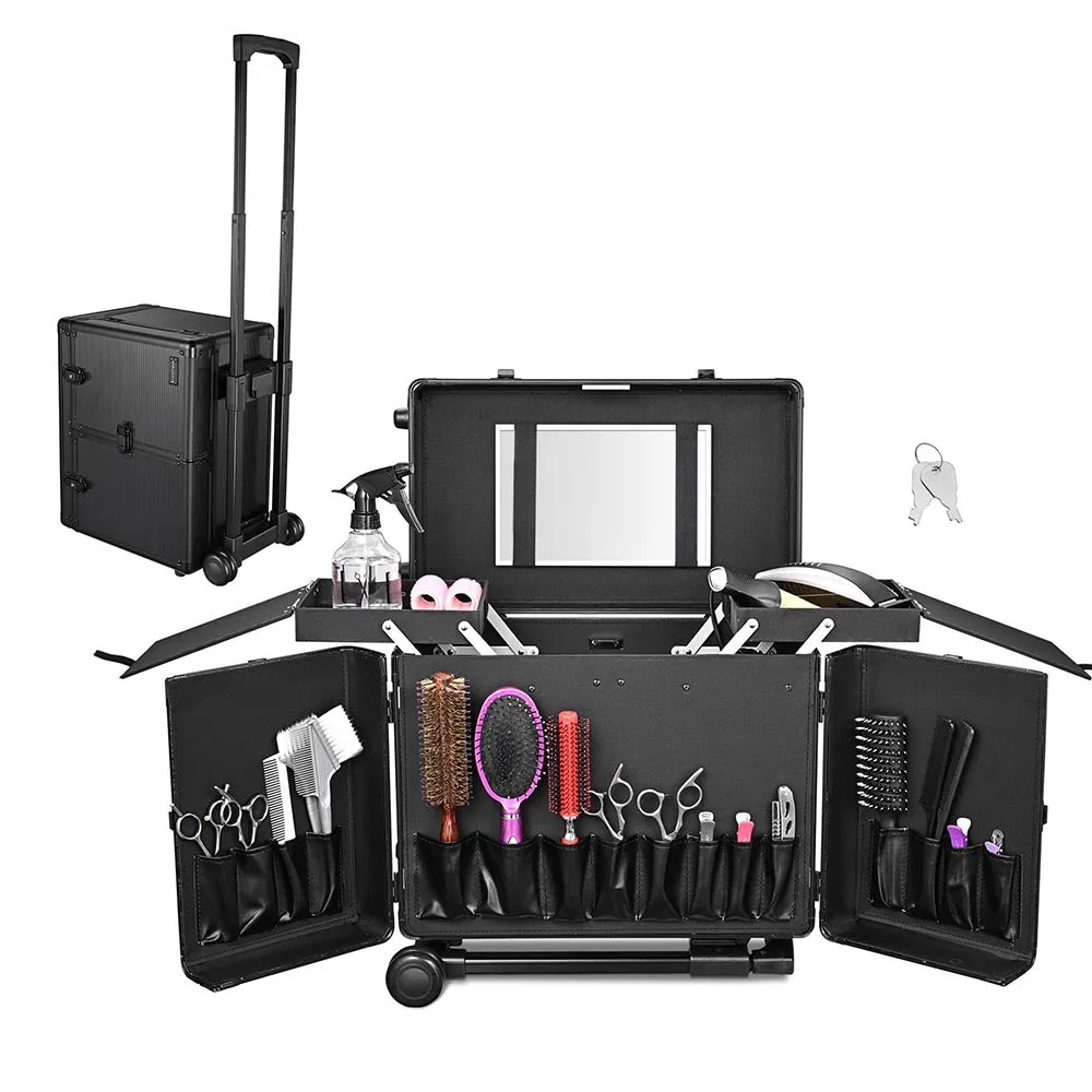 Byootique Aluminum Rolling Hair Stylist Train Case