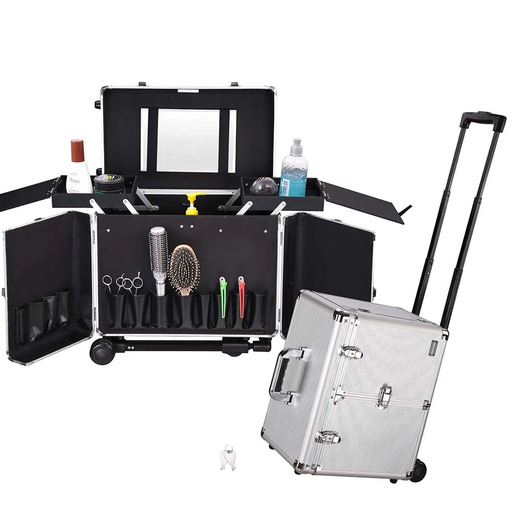 Byootique Aluminum Rolling Hair Stylist Train Case