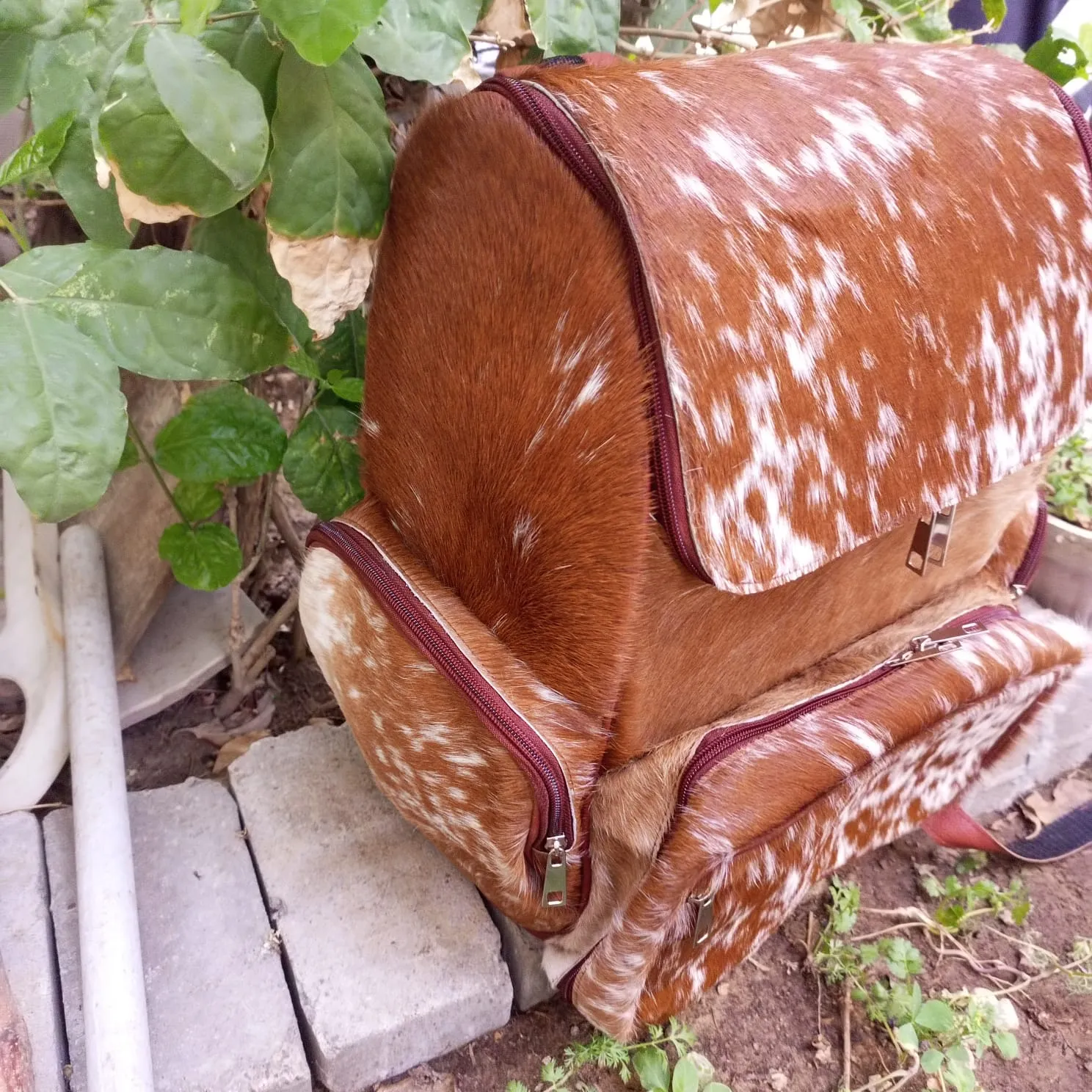 Cowhide Diaper Bag Leather Backpack Large Travel Backpack