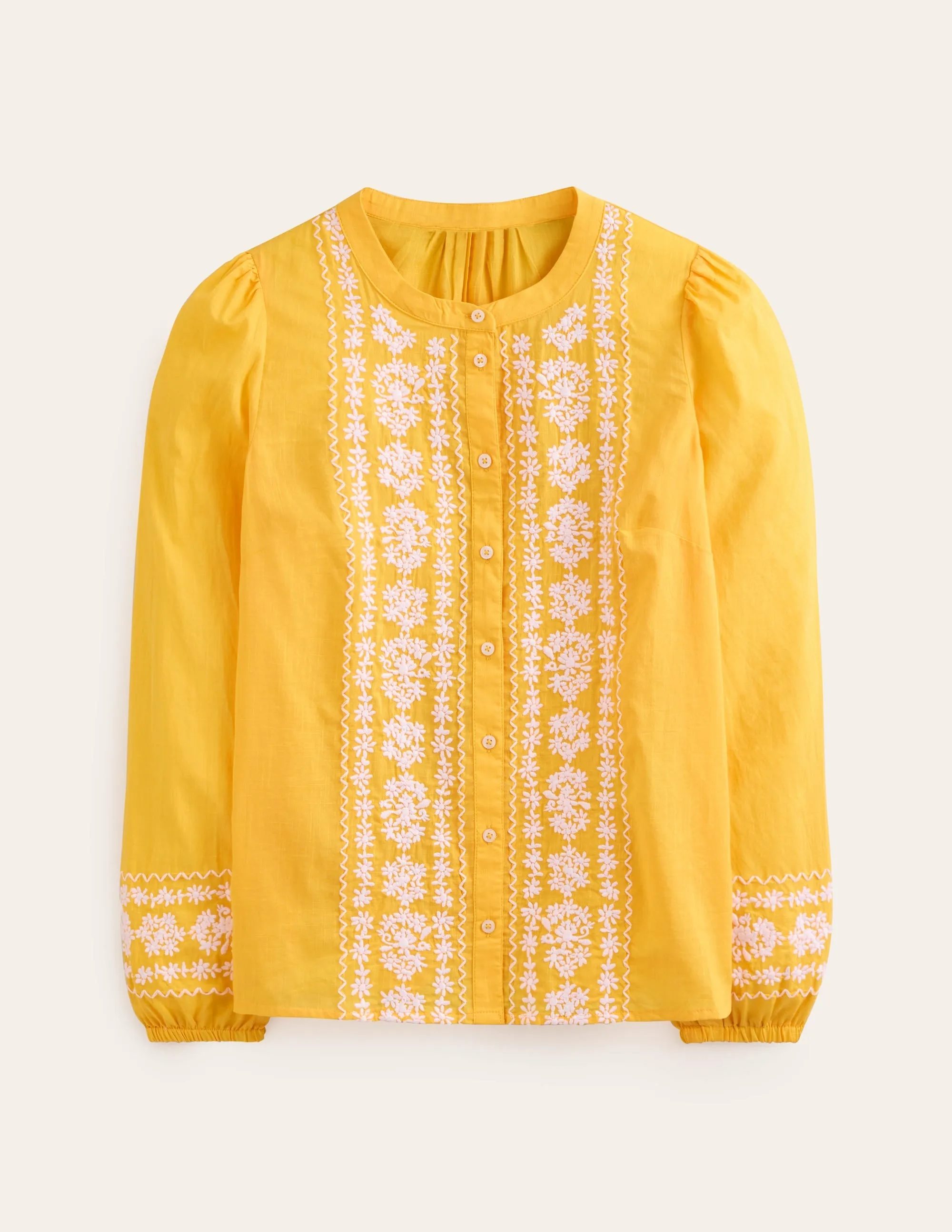 Embroidered Cotton Top-Artisan's Gold