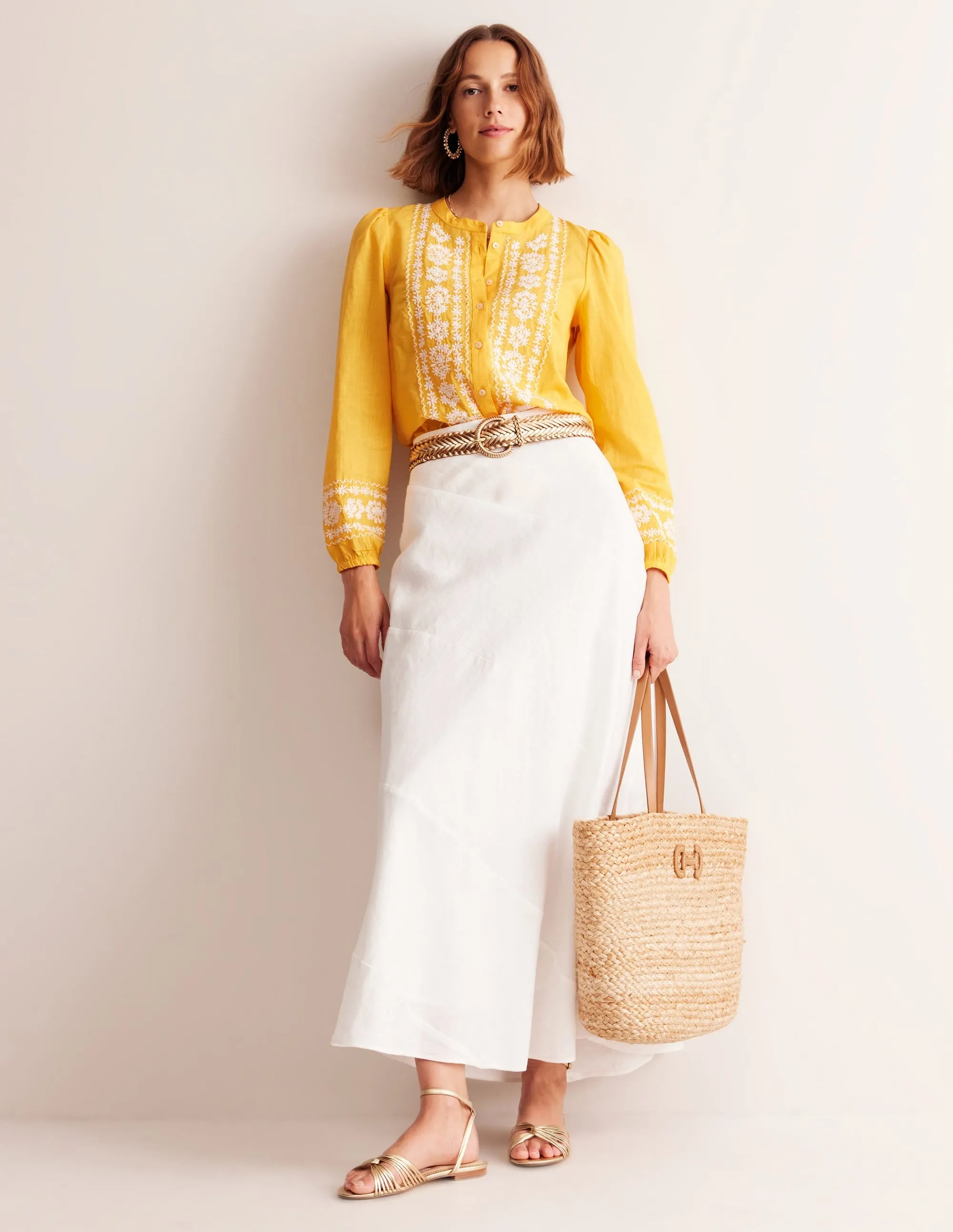Embroidered Cotton Top-Artisan's Gold