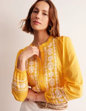 Embroidered Cotton Top-Artisan's Gold