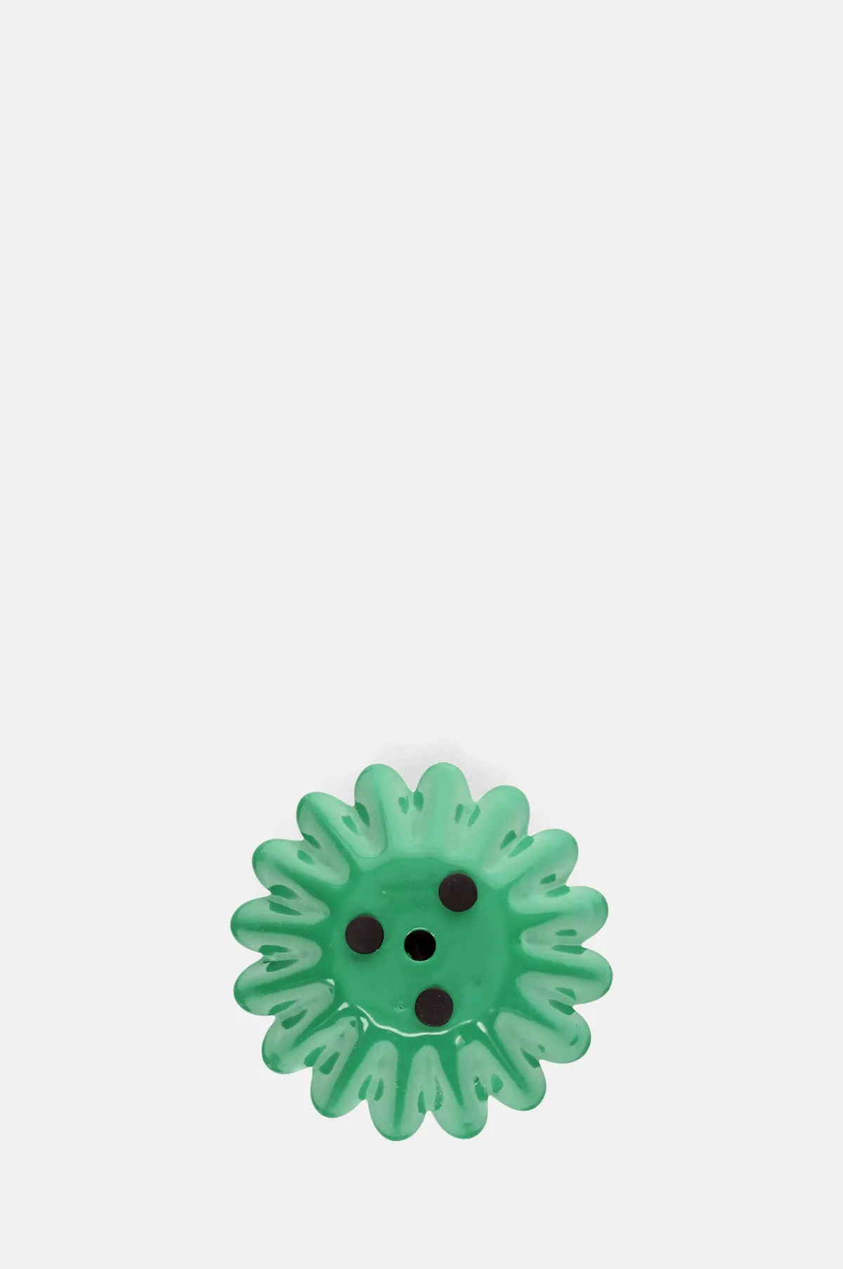 Enamel Cupped Flower Candle Holder Dark Green