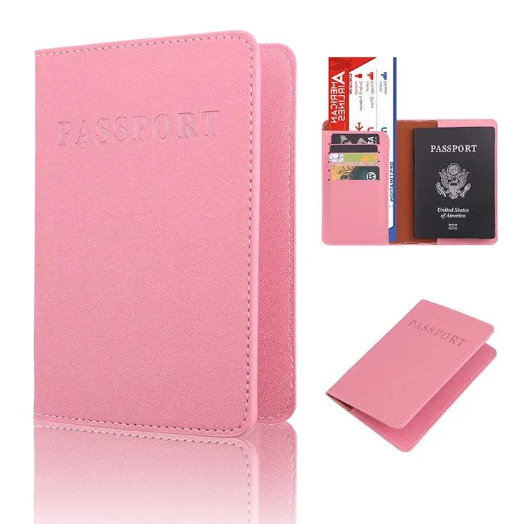 Frosted Pink Pu Multi Card Passport Holder For Travel Abroad
