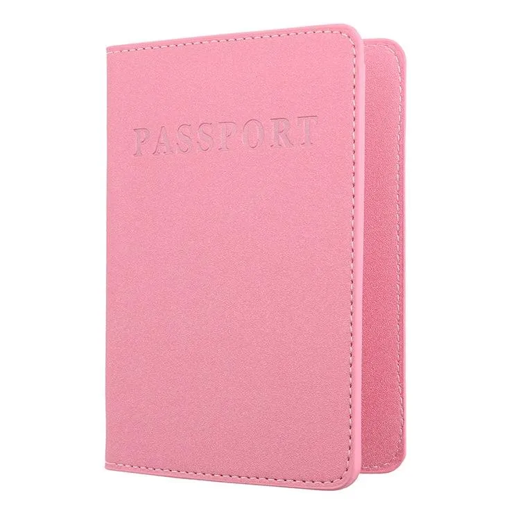 Frosted Pink Pu Multi Card Passport Holder For Travel Abroad