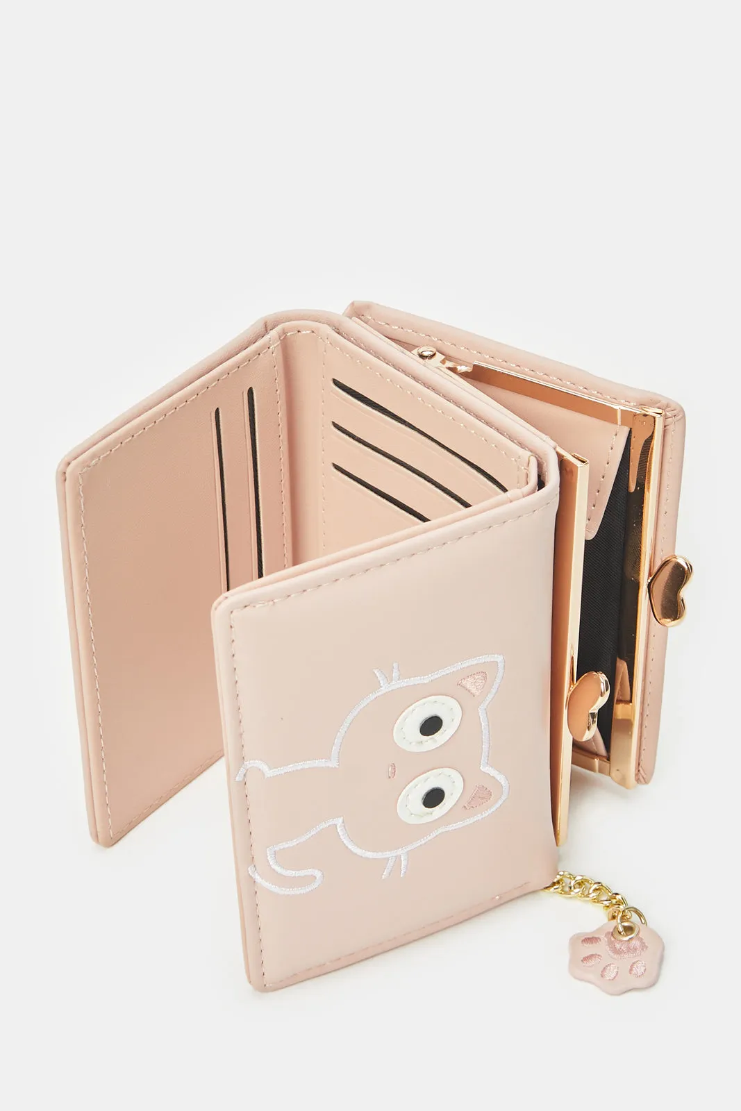 Girls Pink Kitty Print Purse
