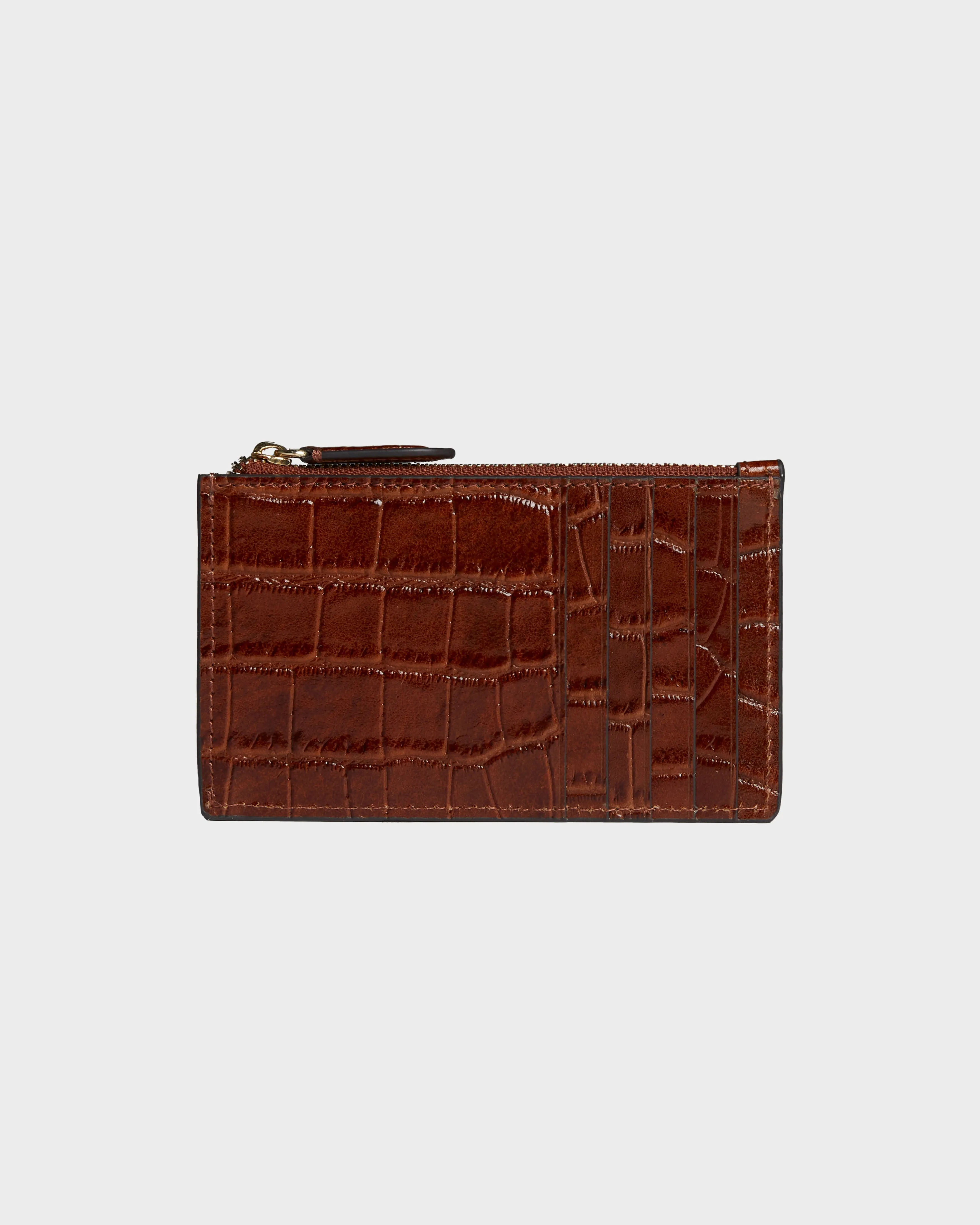 Hampton Zip Card Case in Embossed Leather by Jeff Wan