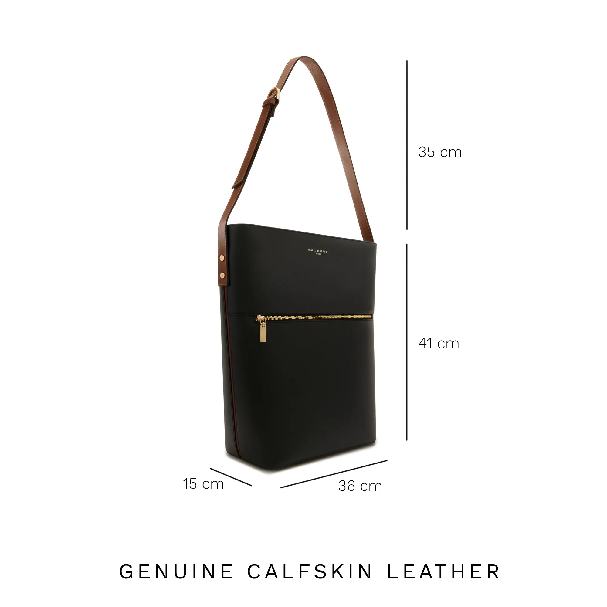 Honoré Flora black calfskin leather shoulder bag with laptop compartment