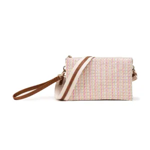 Jen & Co. Izzy Multi Woven 3 Compartment Crossbody Or Wristlet With Guitar Strap