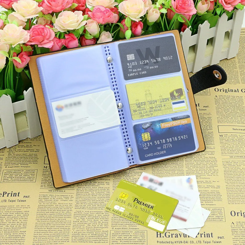 Leather 240/300 Slots Business/ID/Credit Card Holder Organizer, Magnetic Closure