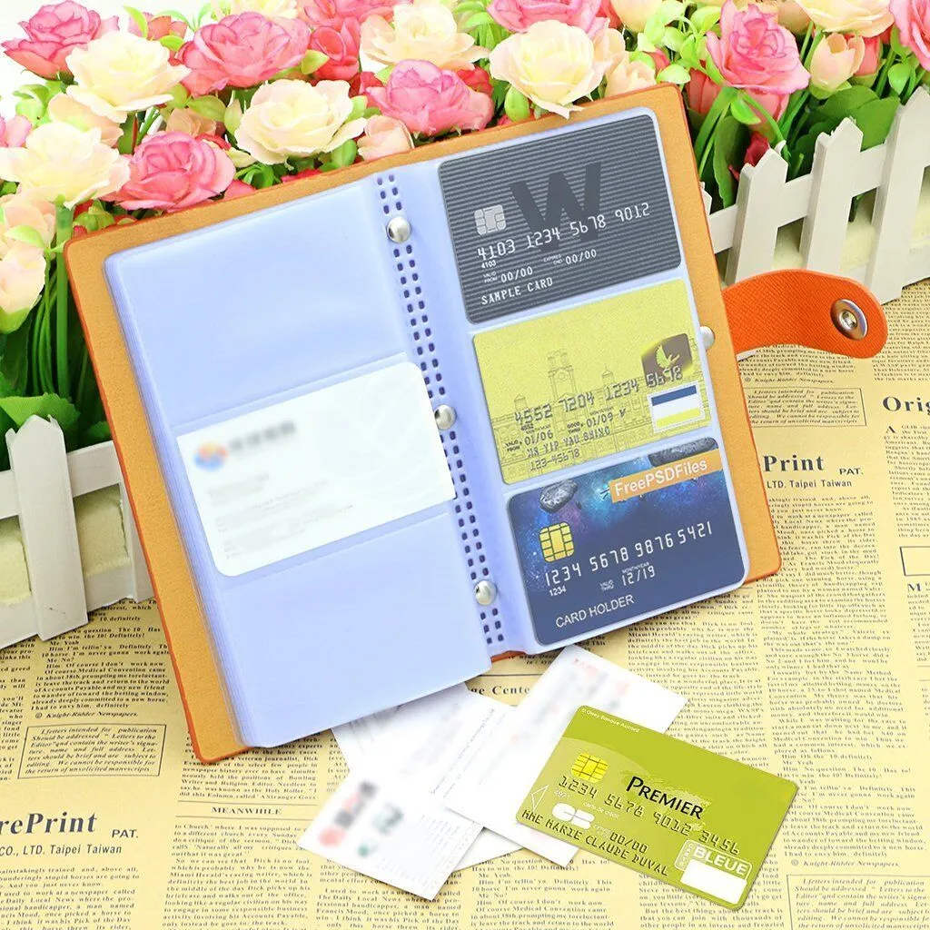 Leather 240/300 Slots Business/ID/Credit Card Holder Organizer, Magnetic Closure