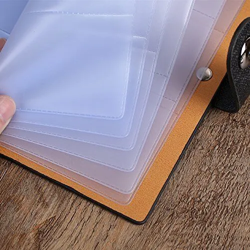 Leather 240/300 Slots Business/ID/Credit Card Holder Organizer, Magnetic Closure