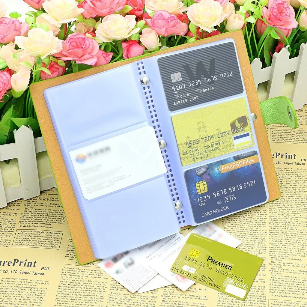 Leather 240/300 Slots Business/ID/Credit Card Holder Organizer, Magnetic Closure