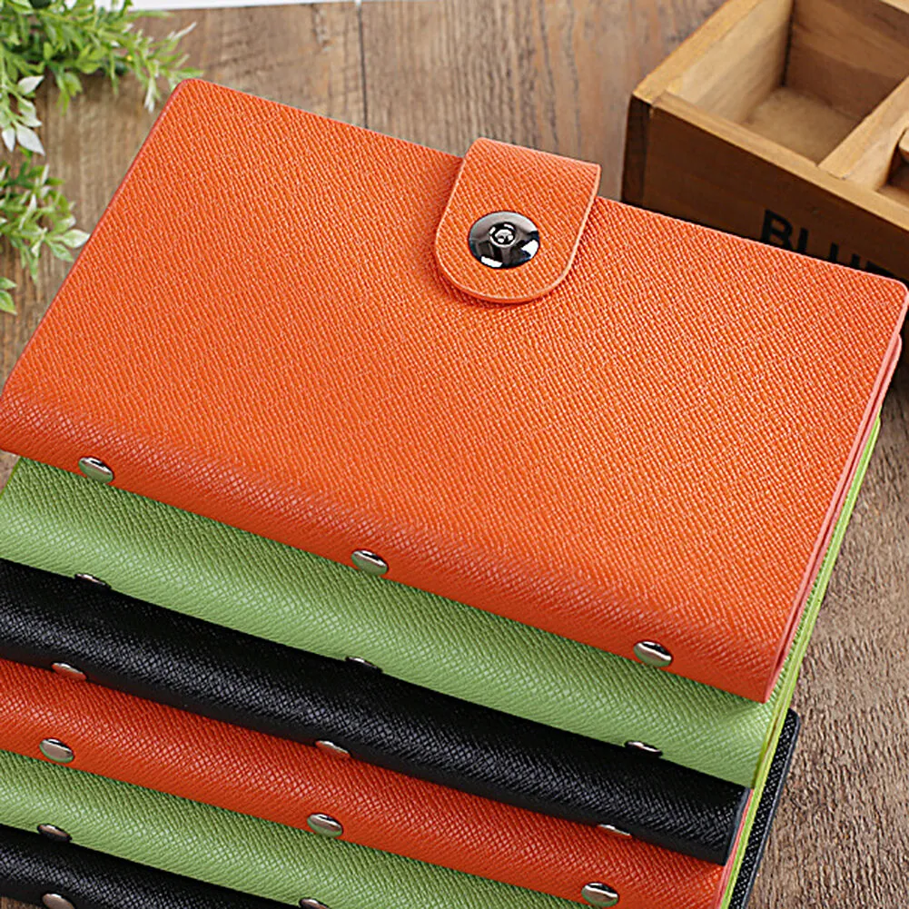 Leather 240/300 Slots Business/ID/Credit Card Holder Organizer, Magnetic Closure