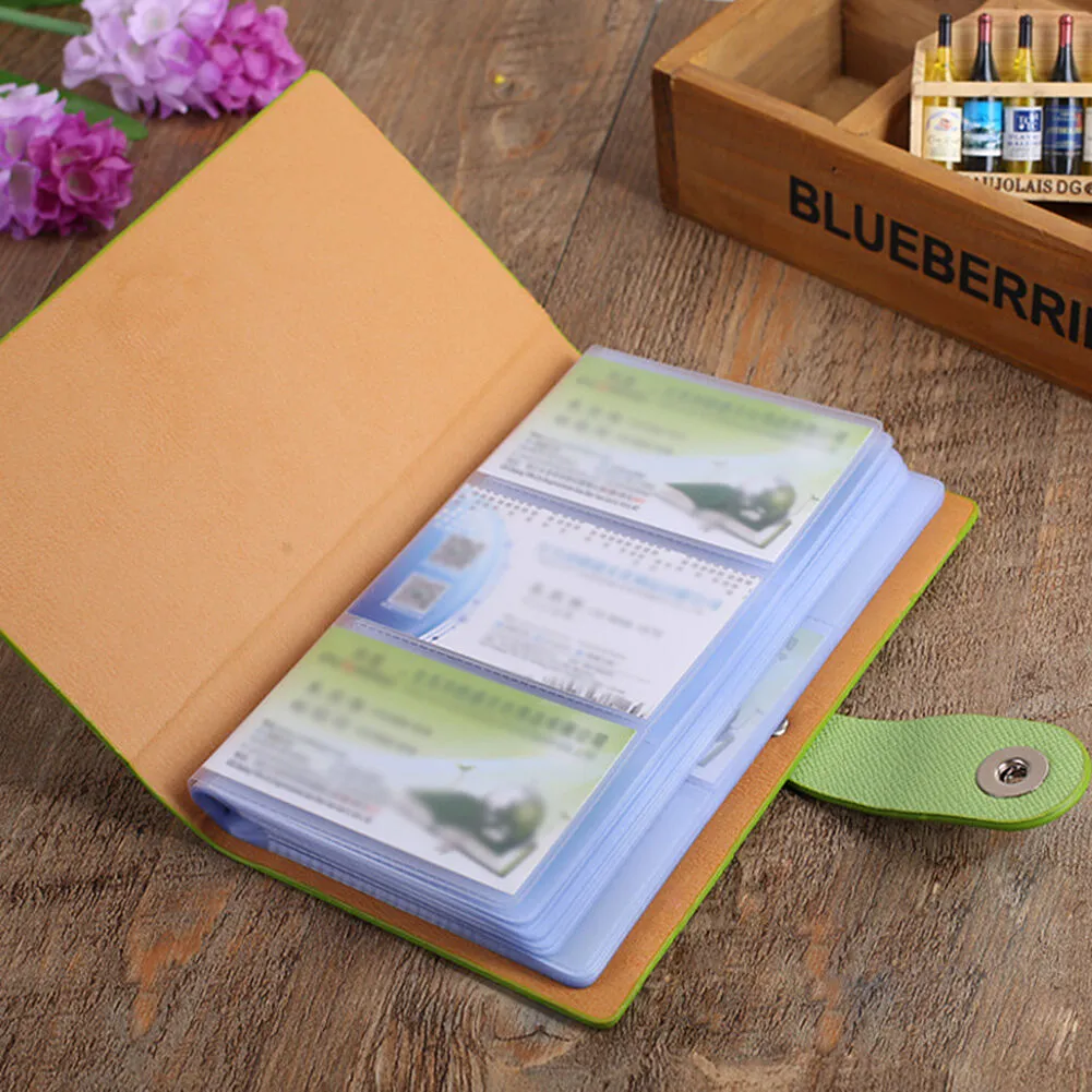 Leather 240/300 Slots Business/ID/Credit Card Holder Organizer, Magnetic Closure