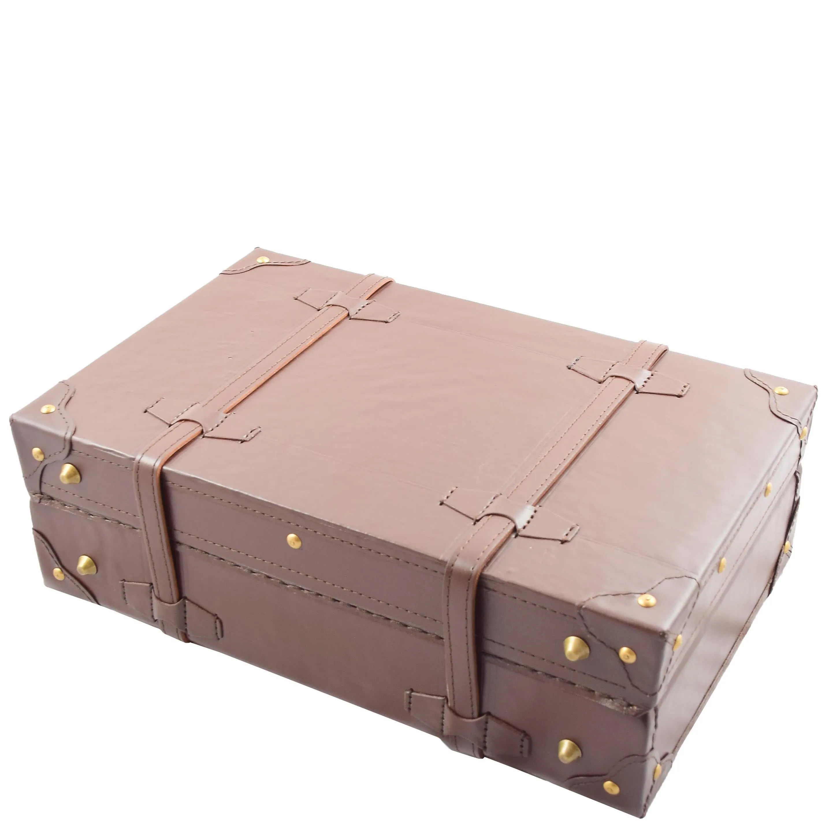 Leather Antique Suitcase English Steamer Trunk Case TRUNKEST Brown