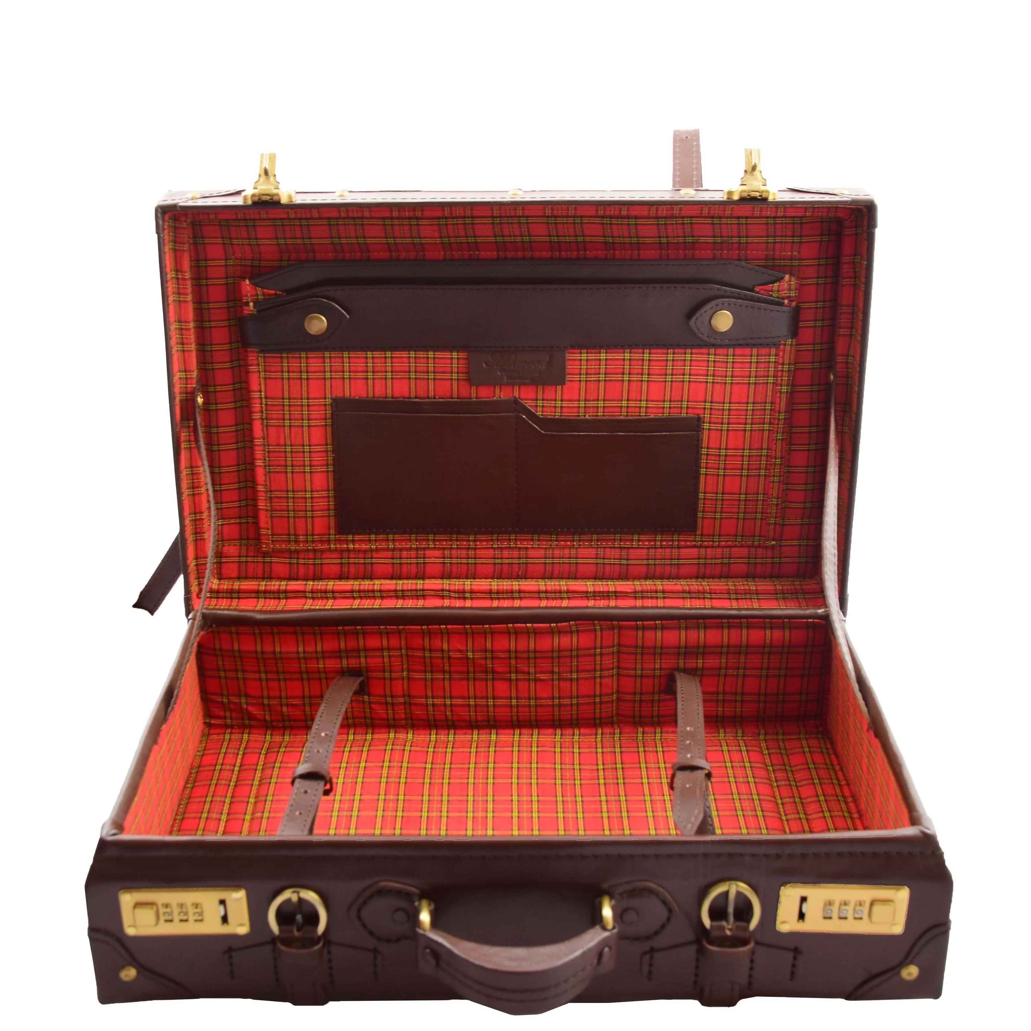 Leather Antique Suitcase English Steamer Trunk Case TRUNKEST Brown