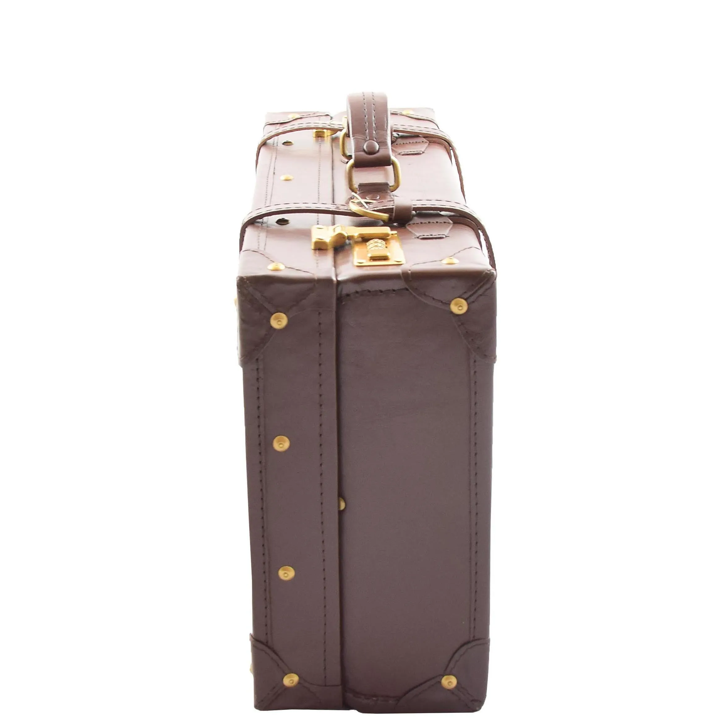 Leather Antique Suitcase English Steamer Trunk Case TRUNKEST Brown