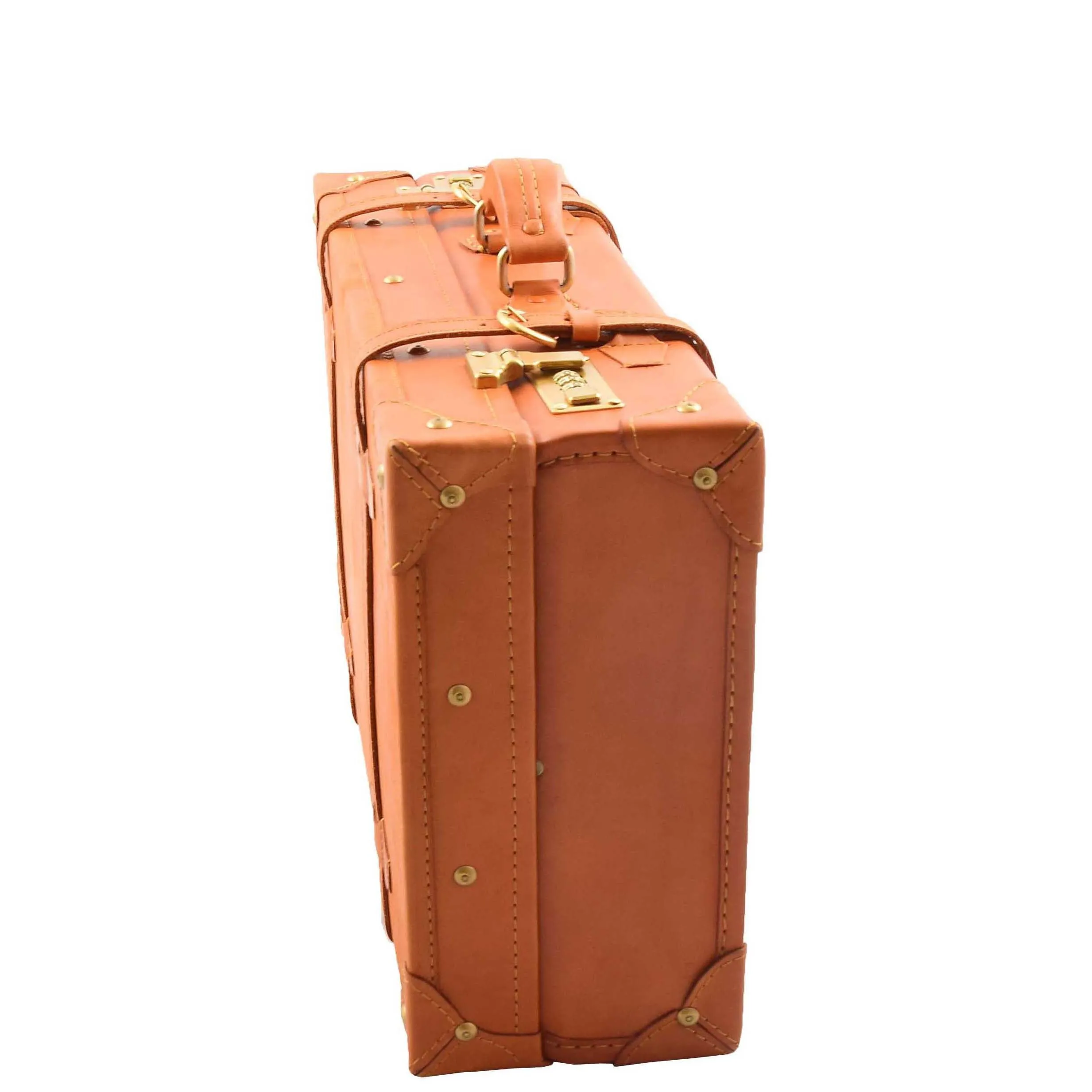 Leather Antique Suitcase English Steamer Trunk Case TRUNKEST Tan