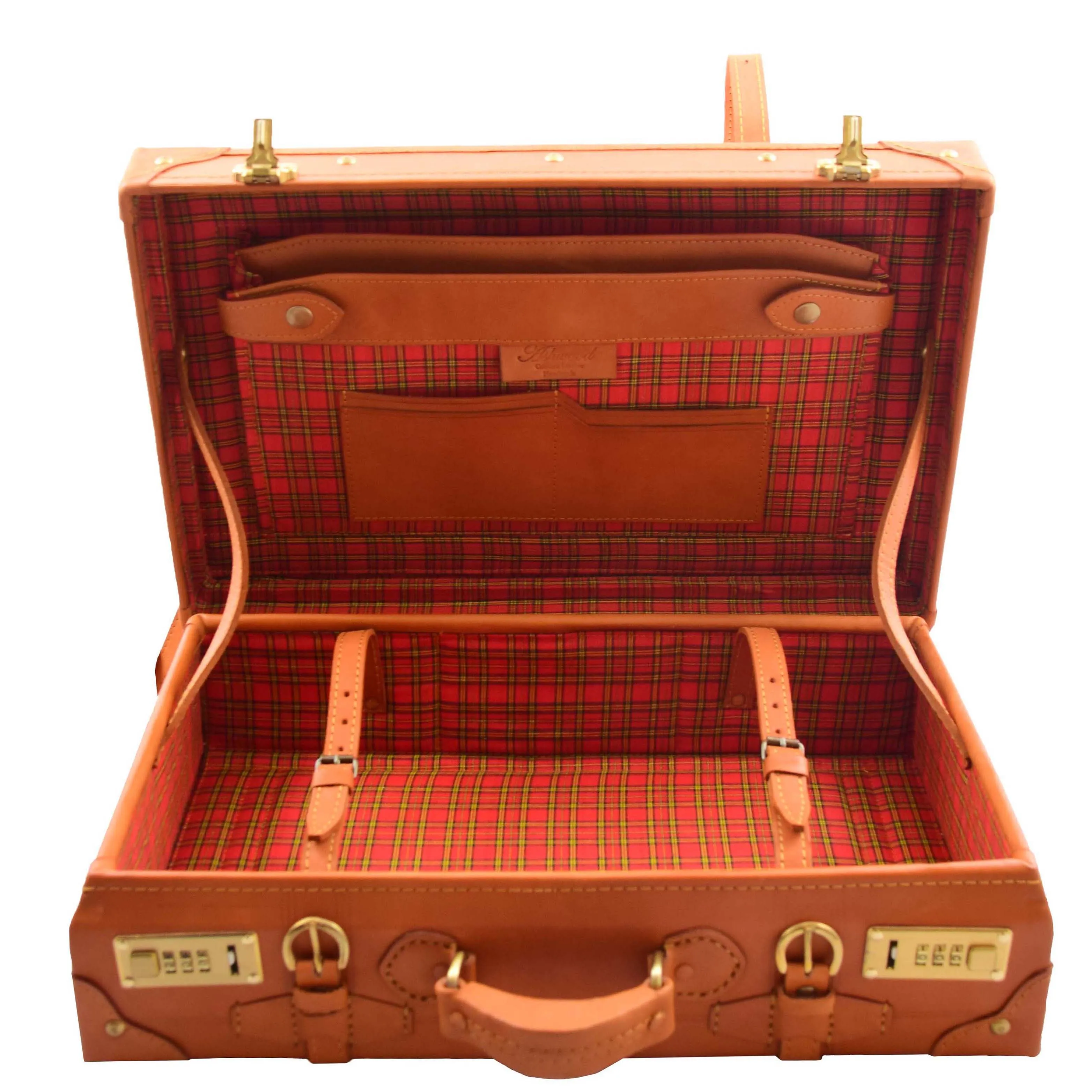 Leather Antique Suitcase English Steamer Trunk Case TRUNKEST Tan