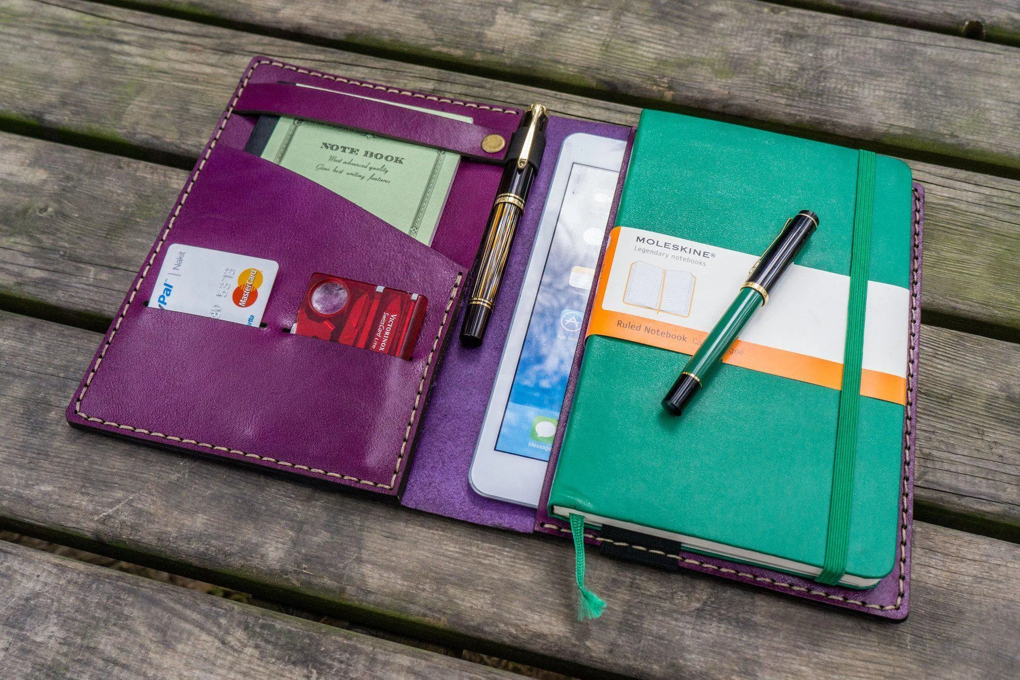 Leather Hobonichi Cousin A5 Planner Cover - Purple