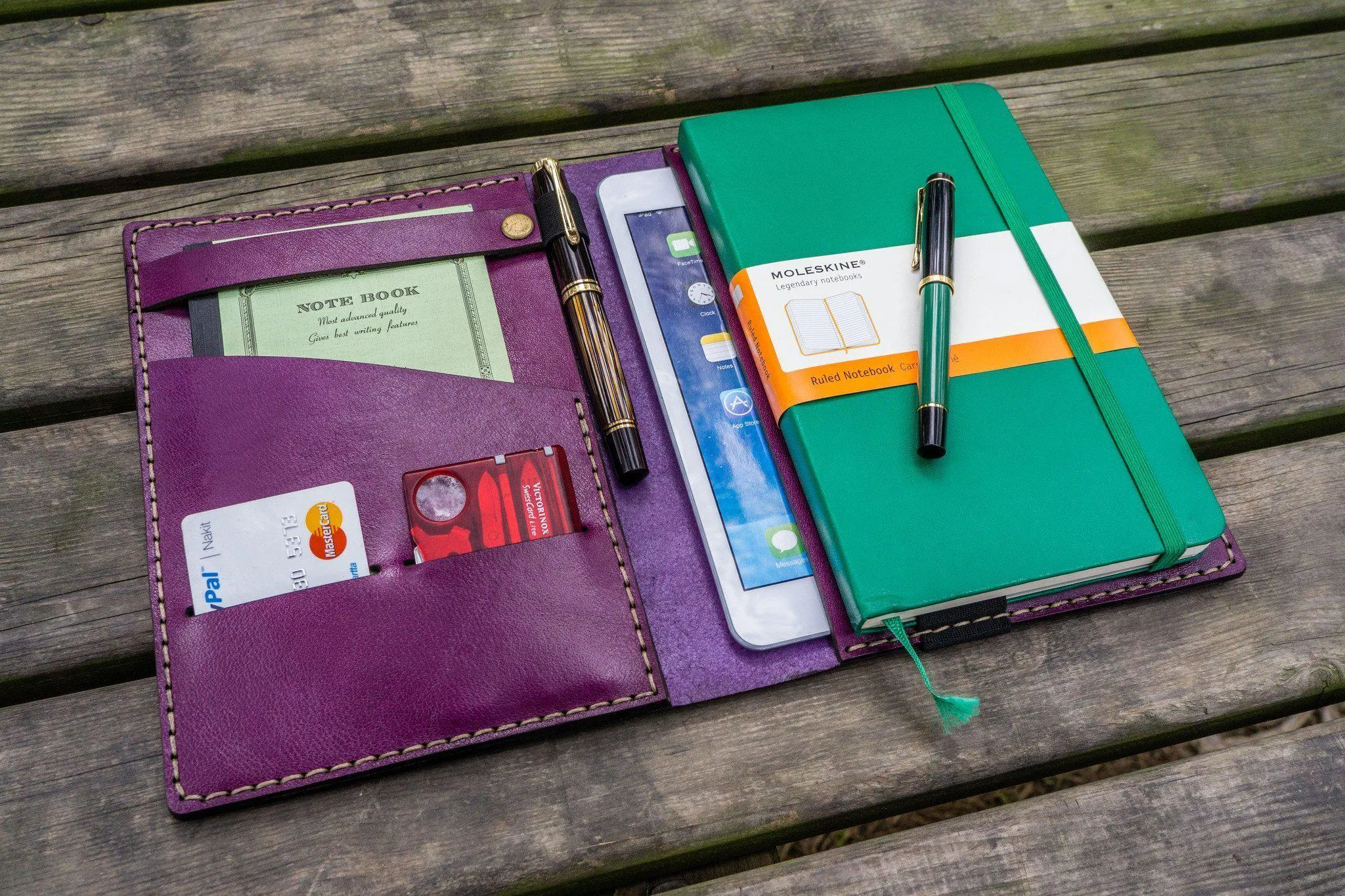 Leather Hobonichi Cousin A5 Planner Cover - Purple