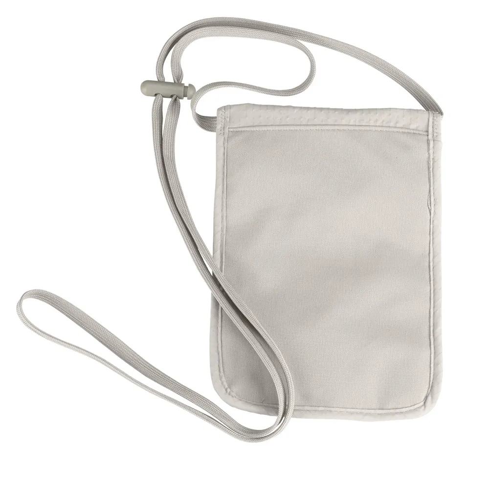 Lewis N. Clark RFID Neck Travel Wallet Blocking Stash Passport Holder Pouch Gray