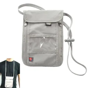 Lewis N. Clark RFID Neck Travel Wallet Blocking Stash Passport Holder Pouch Gray