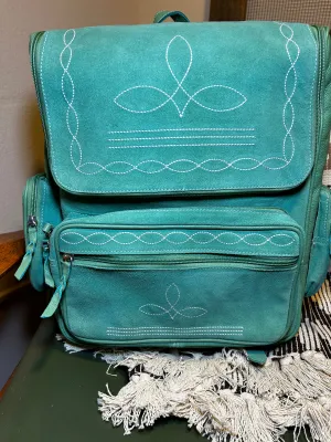 Lexi Turquoise Suede Boot Stitch Backpack