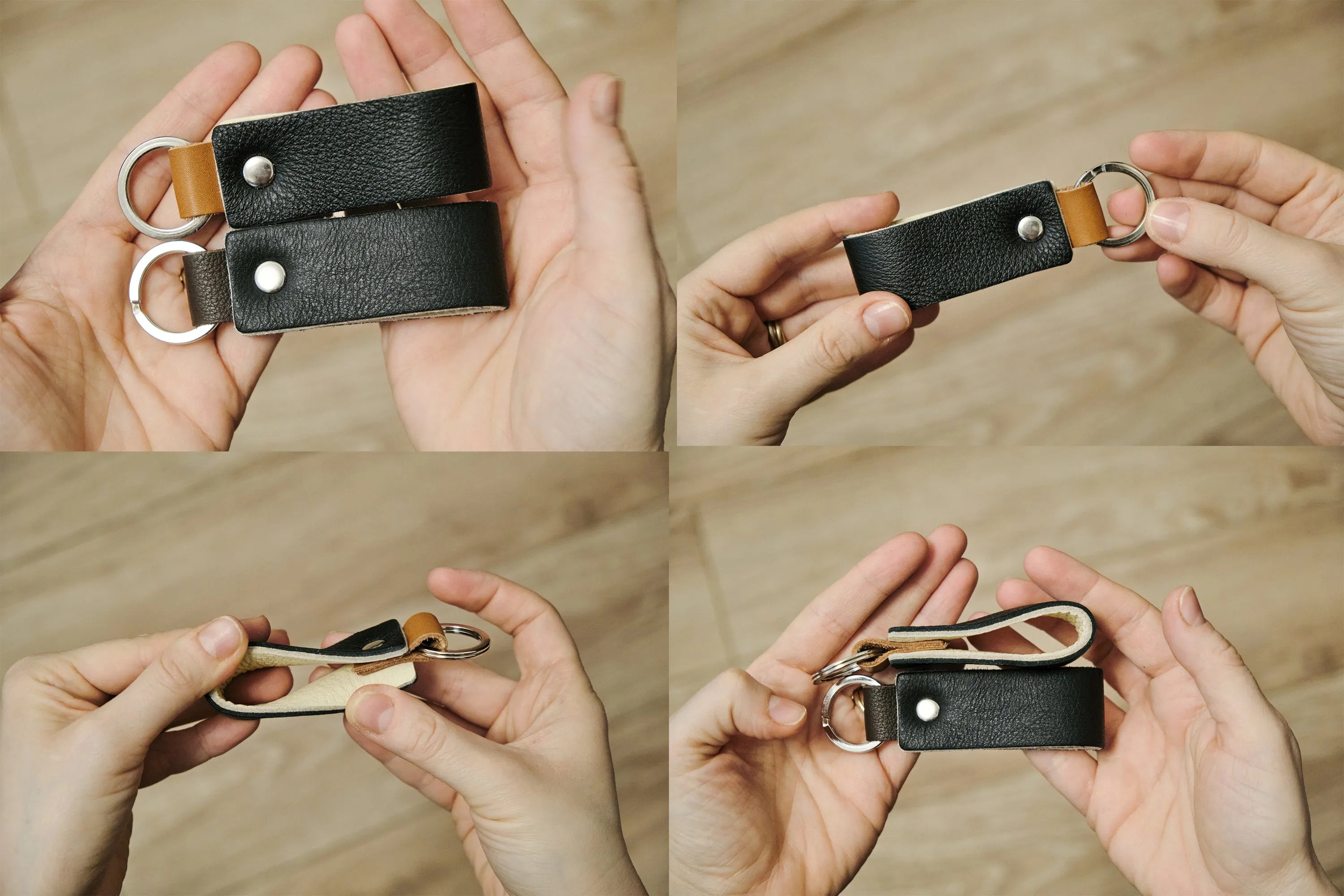 Nero Wallet - Cool Leather Keychain for Men and Women - Key Holder - Key Organizer - Double Colors Leather - Set of 2 - Random Colors