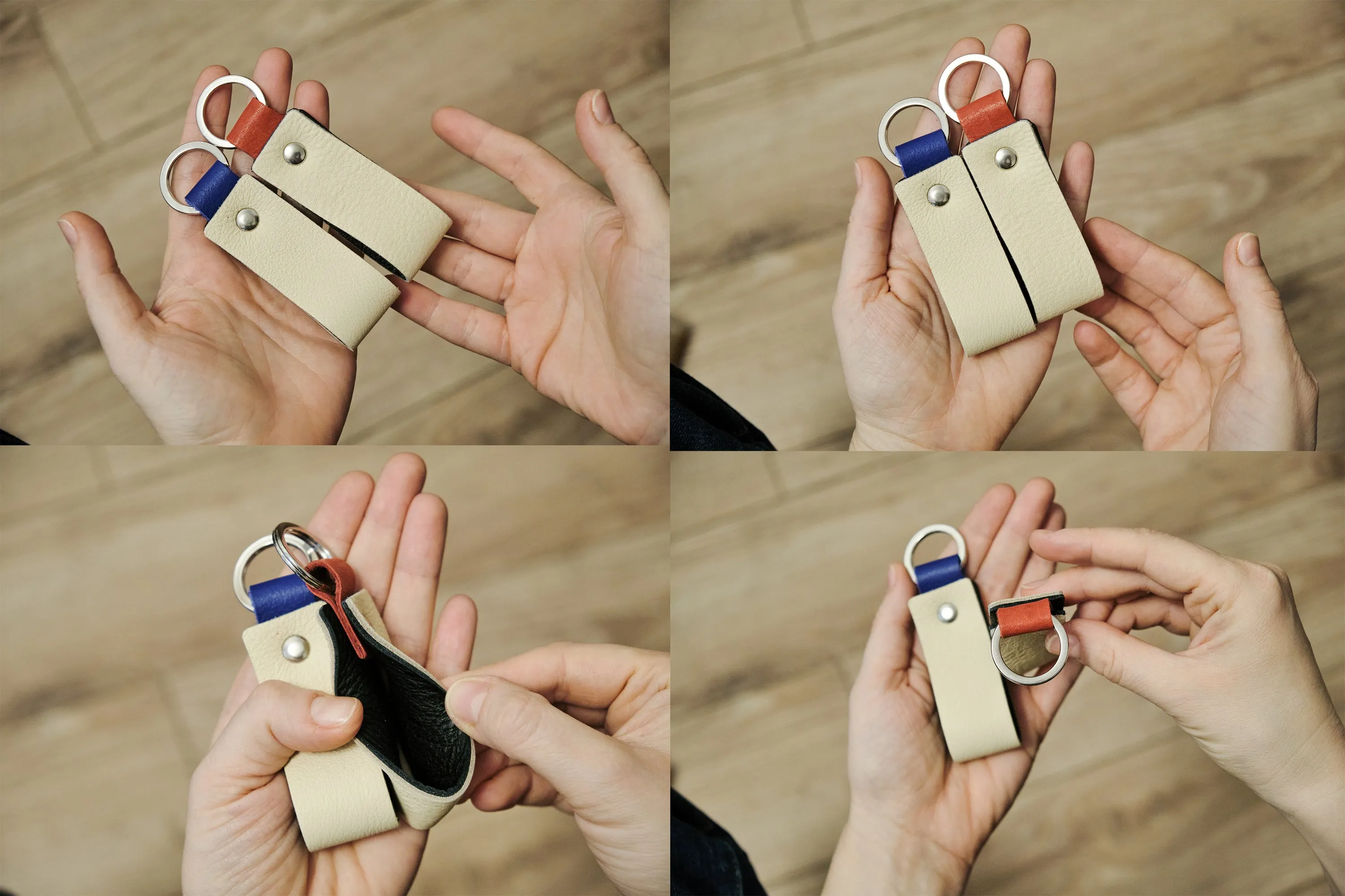 Nero Wallet - Cool Leather Keychain for Men and Women - Key Holder - Key Organizer - Double Colors Leather - Set of 2 - Random Colors