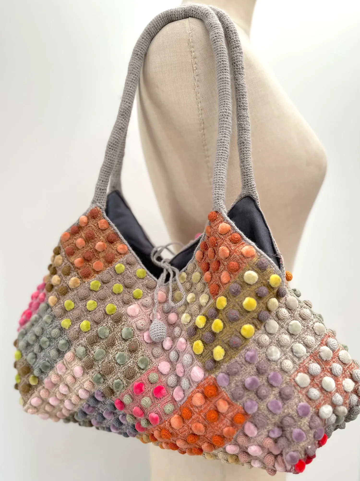 Sophie Digard Medium Crochet Bag With Small Velvet Bobbles