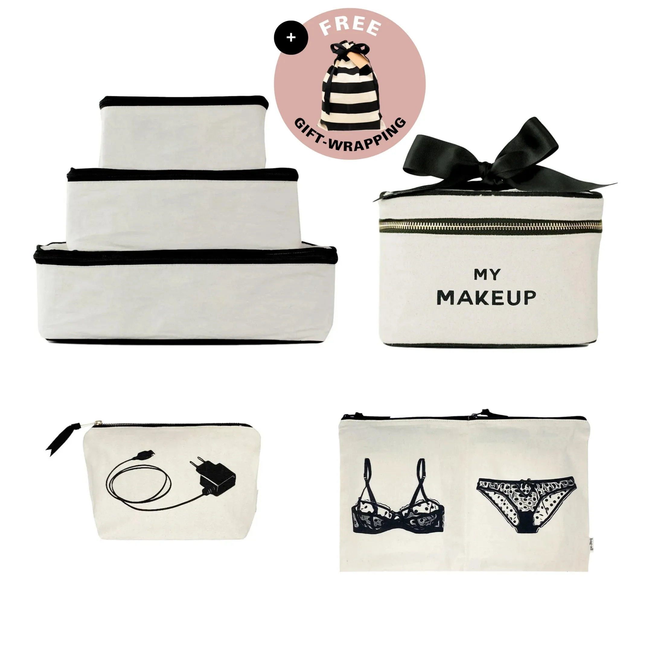Travel Glam 4-Pack: Organize, Lingerie, Makeup & Tech, Cream