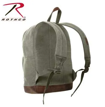 Vintage Style Canvas Teardrop Backpack With Leather Accents